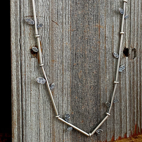 Lunar Leaf and Tube Bead Necklace