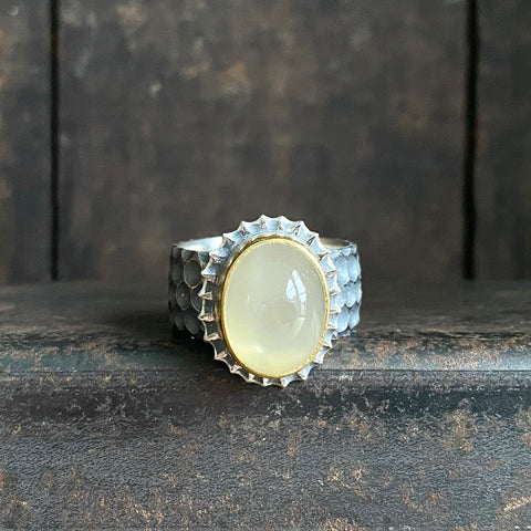 Spine Ring with Golden Moonstone