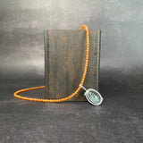 Orbit Pendant with Aquamarine and Orange Jade