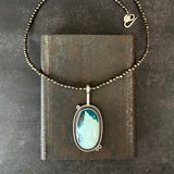 Cladonia Orbit Pendant with Turquoise and Faceted Pyrite
