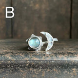 Lunar Crescent Split Ring with Labradorite