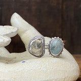 Split Ring with Aquamarine and Smoky Quartz