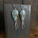 Lunar Tassel Earrings with Opalized Wood