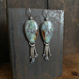 Lunar Tassel Earrings with Opalized Wood