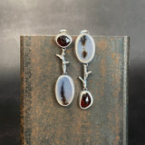 Ramulus Dendritic Agate Drop Earrings with Garnets