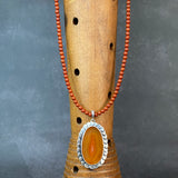Halo Pendant with Carnelian and Red Jasper