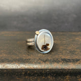 Dendritic Agate Ring with Gold Dot