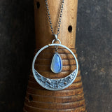 Lunar Crescent Pendant with Ethiopian Opal