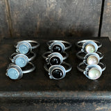 Two Dot Ring with Gemstone