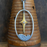 Lunar Terrain Pendant with Gilded North Star and Diamond