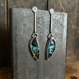 Lunar Drop Earrings with Opalized Wood