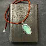 Halo Pendant with Chrysoprase and Red Jasper