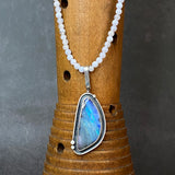 Orbit Pendant with Boulder Opal and Blue Lace Agate