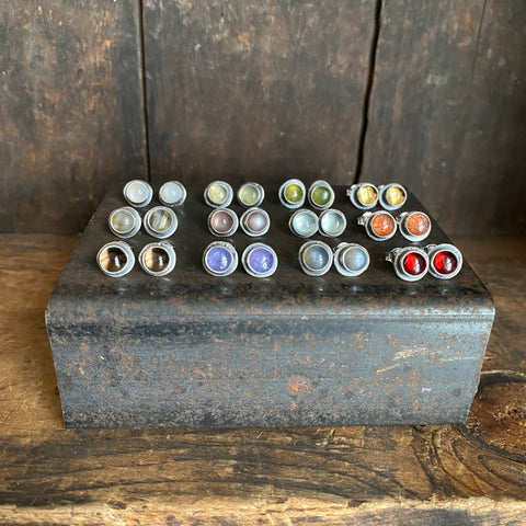 Simple Stud Earrings with Gemstone