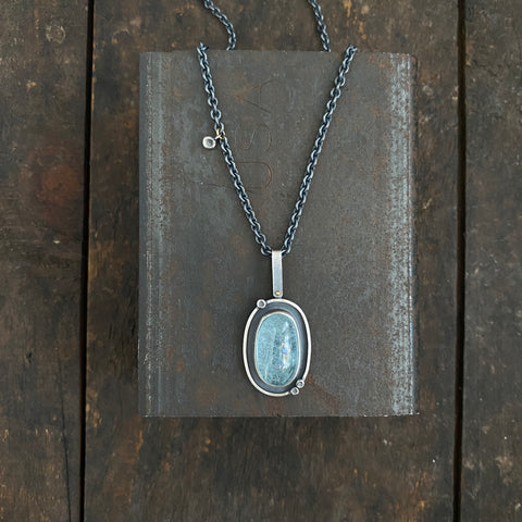 Aquamarine Orbit Pendant with Dot Charm