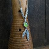 Lunar Sprout Pendant with Peridot and Sterling Silver Beads