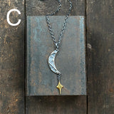 Lunar Crescent Pendant with Gilded North Star