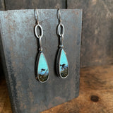 Oval Drop Earrings with Opalized Wood