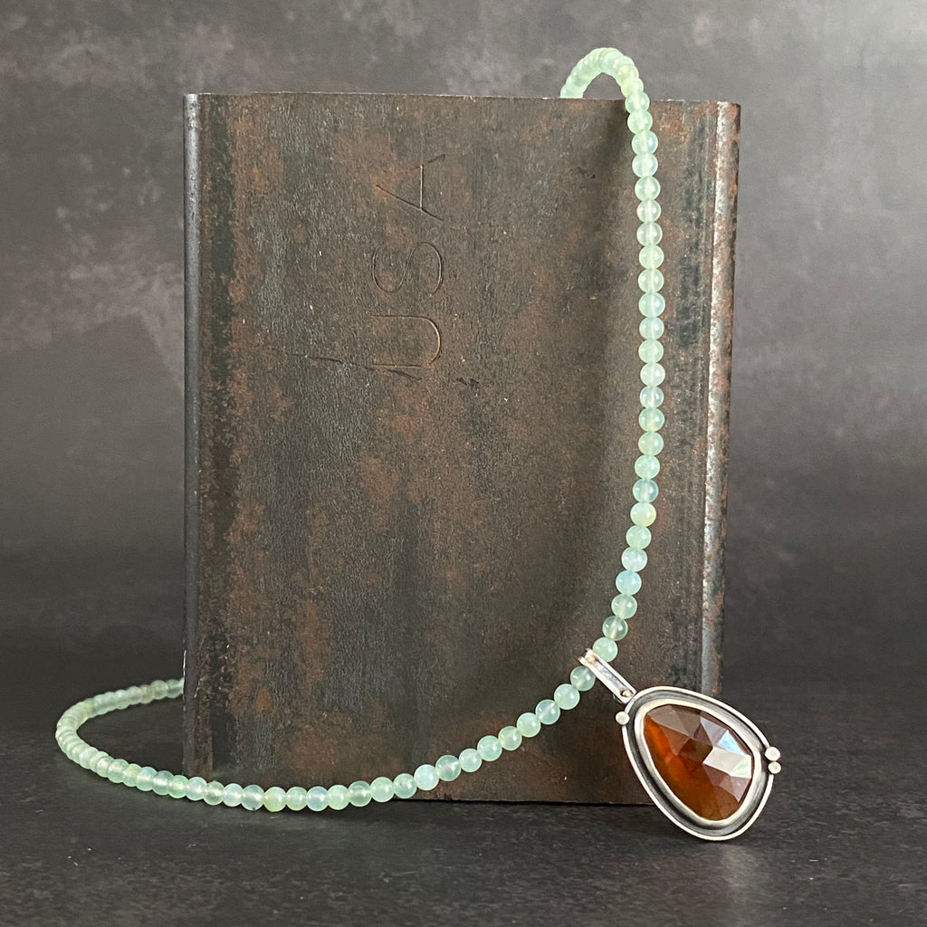 Pendant with Hessonite Garnet and Chrysoprase