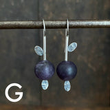 Lunar Sprout Earrings with Gemstone Bead