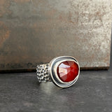 Meteorite Ring with Hessonite Garnet