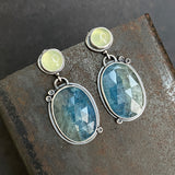 Cladonia Earrings with Aquamarine and Prehnite
