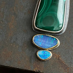 Malachite Pendant with Opal Doublets