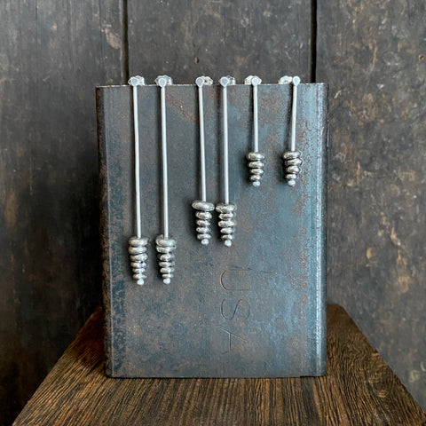 Lunar Stacked Dot Earrings, Silver