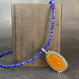 Cladonia Orbit Pendant with Carnelian and Lapis Lazuli