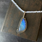 Orbit Pendant with Boulder Opal and Blue Lace Agate