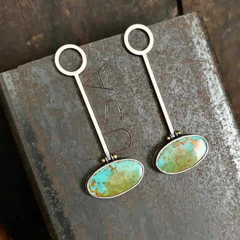 Round Wand Earrings with Turquoise