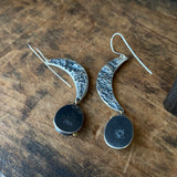 Lunar Crescent Earrings with Aquamarine