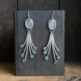 Lunar Dewdrop Earrings with Gray Moonstone II