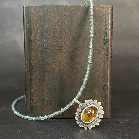 Bloom Pendant with Citrine and Green Apatite