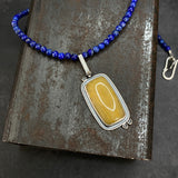 Cladonia Orbit Pendant with Yellow Aventurine and Lapis Lazuli