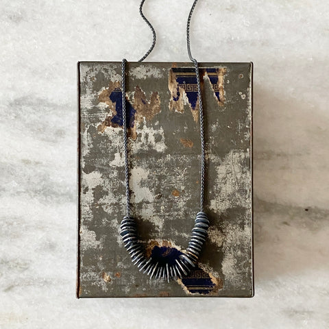 Lunar Abacus Necklace, Oxidized and 14k