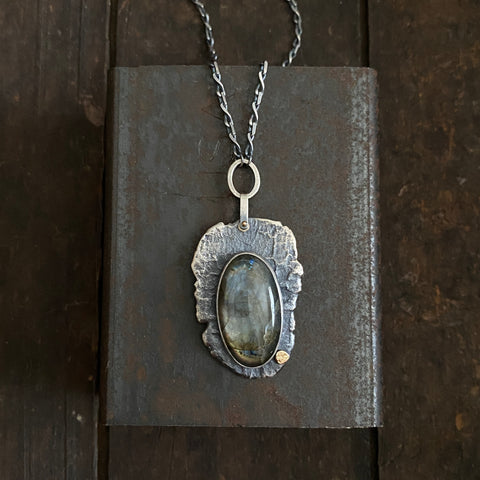 Lunar Slab Pendant with Labradorite