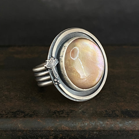 Wisp Ring with Mother of Pearl Doublet Quartz