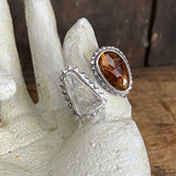 Split Ring with Garnet and Crystal Quartz