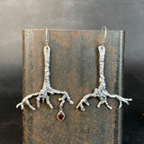 Ramulus Branch Earrings with Garnet Drop