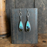 Oval Drop Earrings with Opalized Wood