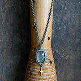 Gray Moonstone Pendant with Gilded Star