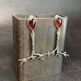 Ramulus Stalk Drop Earrings with Garnet