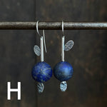 Lunar Sprout Earrings with Gemstone Bead