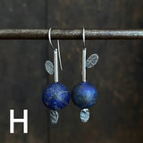 Lunar Sprout Earrings with Gemstone Bead