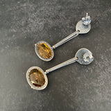 Hinge Earrings with Citrine and Aquamarine