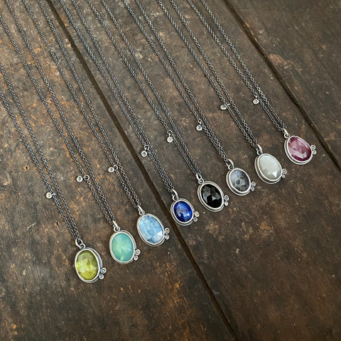 Two Dot Pendant with Gemstone