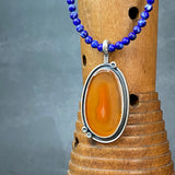 Cladonia Orbit Pendant with Carnelian and Lapis Lazuli