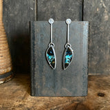 Lunar Drop Earrings with Opalized Wood