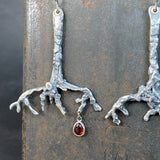 Ramulus Branch Earrings with Garnet Drop